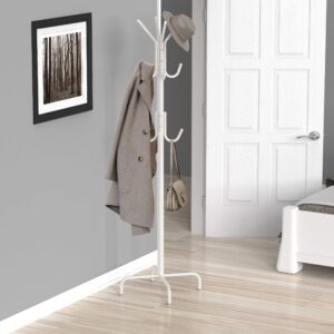 Simple Houseware Standing Coat and Hat Hanger Organizer Rack, 12 Hooks White