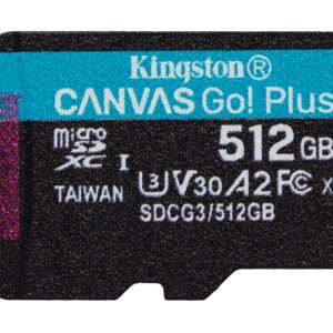 Kingston 512GB Canvas Go Plus microSDXC Card | Up to 170MB/s | UHS-I, C10, U3, V30, A2/A1 | with Adapter | SDCG3/512GB