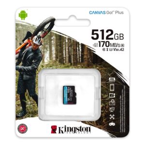 Kingston 512GB Canvas Go Plus microSDXC Card | Up to 170MB/s | UHS-I, C10, U3, V30, A2/A1 | with Adapter | SDCG3/512GB