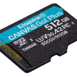 Kingston 512GB Canvas Go Plus microSDXC Card | Up to 170MB/s | UHS-I, C10, U3, V30, A2/A1 | with Adapter | SDCG3/512GB