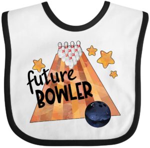 inktastic future bowler bowling ball and pins baby bib white and black 3a64a