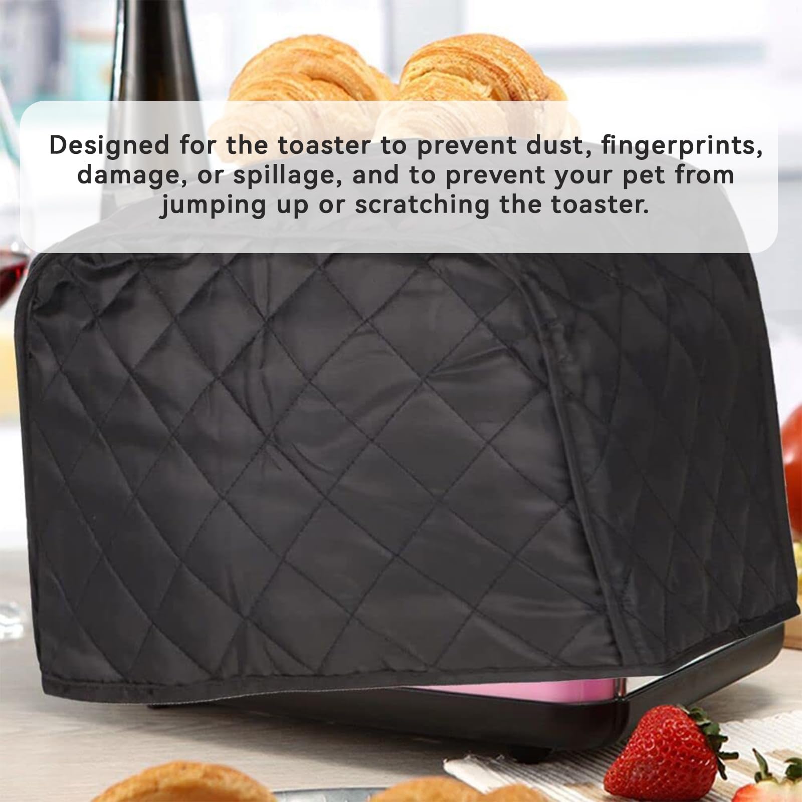 Qifuwanjingfeng Two Slice Bread Machine Cover, Universal Size Kitchen Appliance Cover for Bread Machine, Black Bread Machine Cover, Ideal Gift for Women