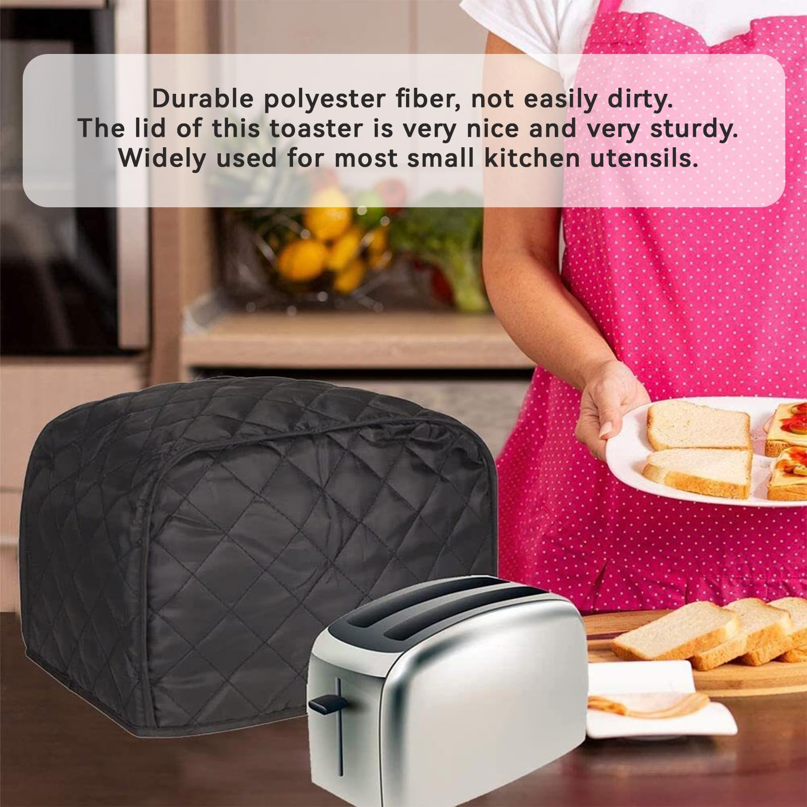 Qifuwanjingfeng Two Slice Bread Machine Cover, Universal Size Kitchen Appliance Cover for Bread Machine, Black Bread Machine Cover, Ideal Gift for Women