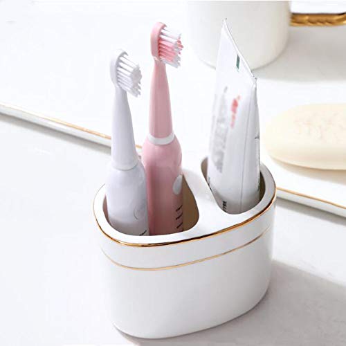 JWZQ Bathroom Accessories Set,6-Piece Ceramic Gift Set,Toothbrush Holder,Mouthwash Cup,Soap Dispenser,Soap Dish,Trash Can,Ceramic/Metal Tray