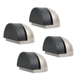 cg plus floor door stopper with rubber pad 4pack, semicircle shaped door stopper, protecting wall (2inch x 4pack, satin nickel)
