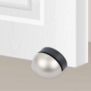 CG PLUS Floor Door Stopper with Rubber pad 4pack, Semicircle Shaped Door Stopper, Protecting Wall (2inch x 4pack, Satin Nickel)