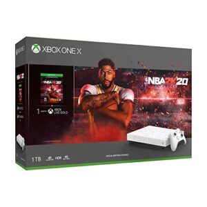 microsoft xbox one x 1tb ssd enhanced nba 2k20 hyperspace limited edition white night sky console, nba 2k20 full game, 1 month xbox live gold and game pass bundle