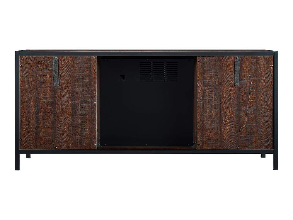 HearthPro Matthew Media Entertainment Console with Metal Frame & Fireplace - Brown Wood, SP6556-OF