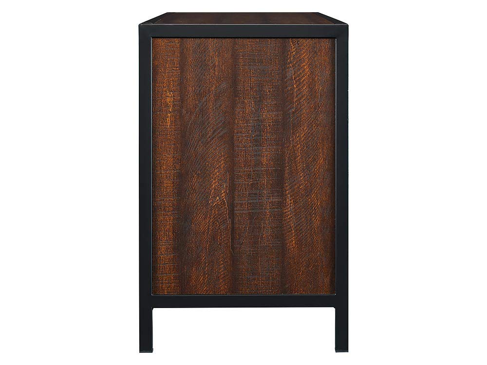 HearthPro Matthew Media Entertainment Console with Metal Frame & Fireplace - Brown Wood, SP6556-OF