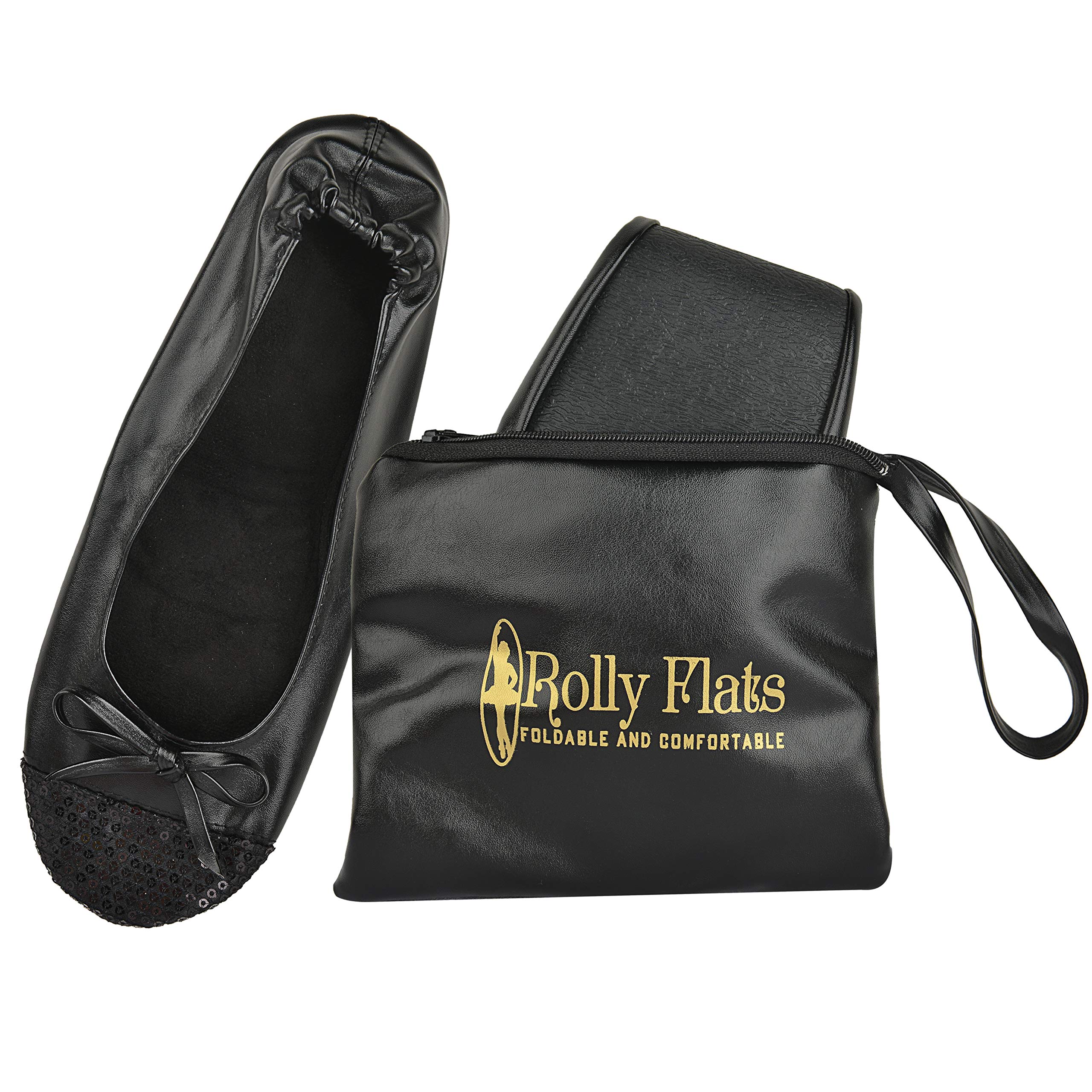 Rolly Flats, Black Sequin Tip, Medium