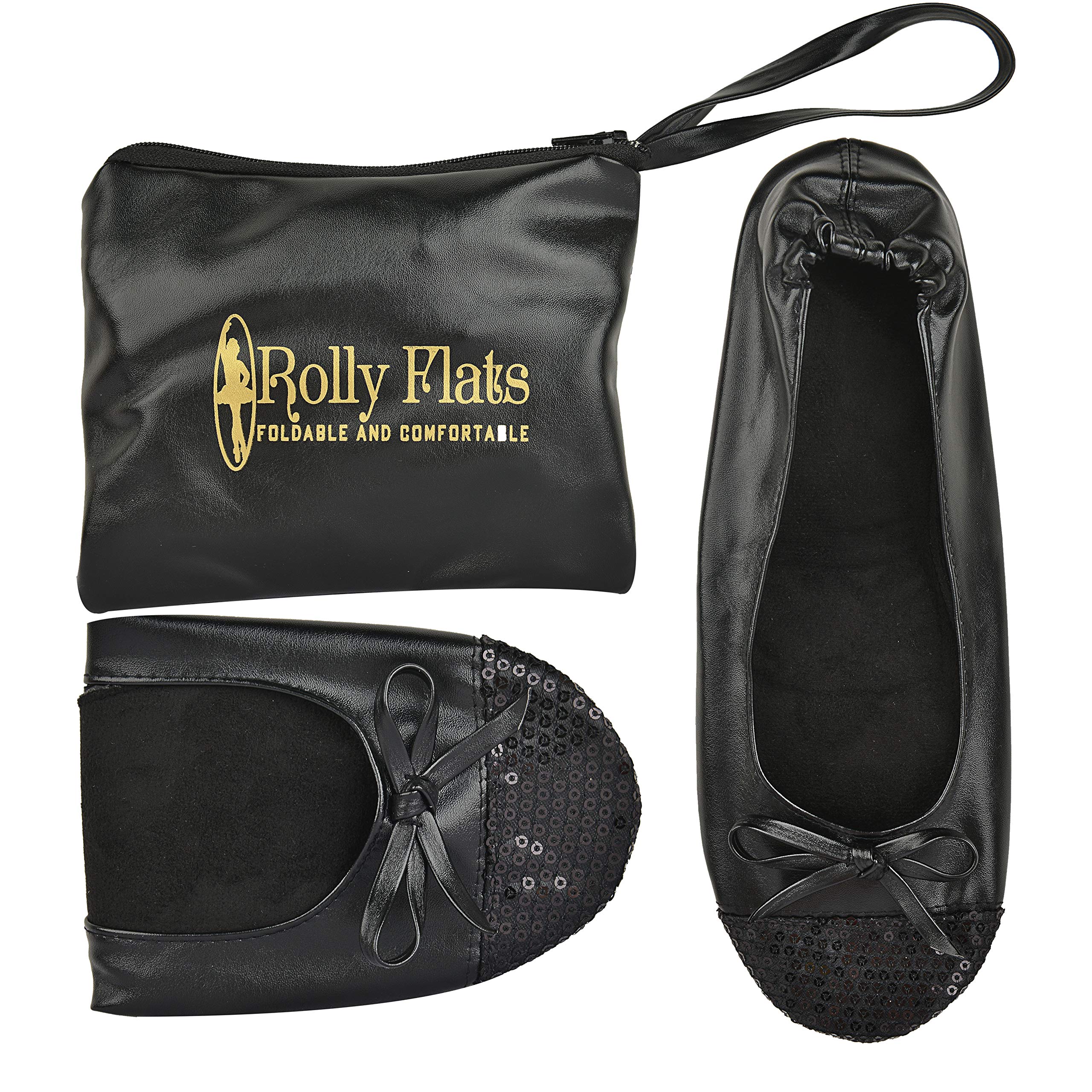 Rolly Flats, Black Sequin Tip, Medium