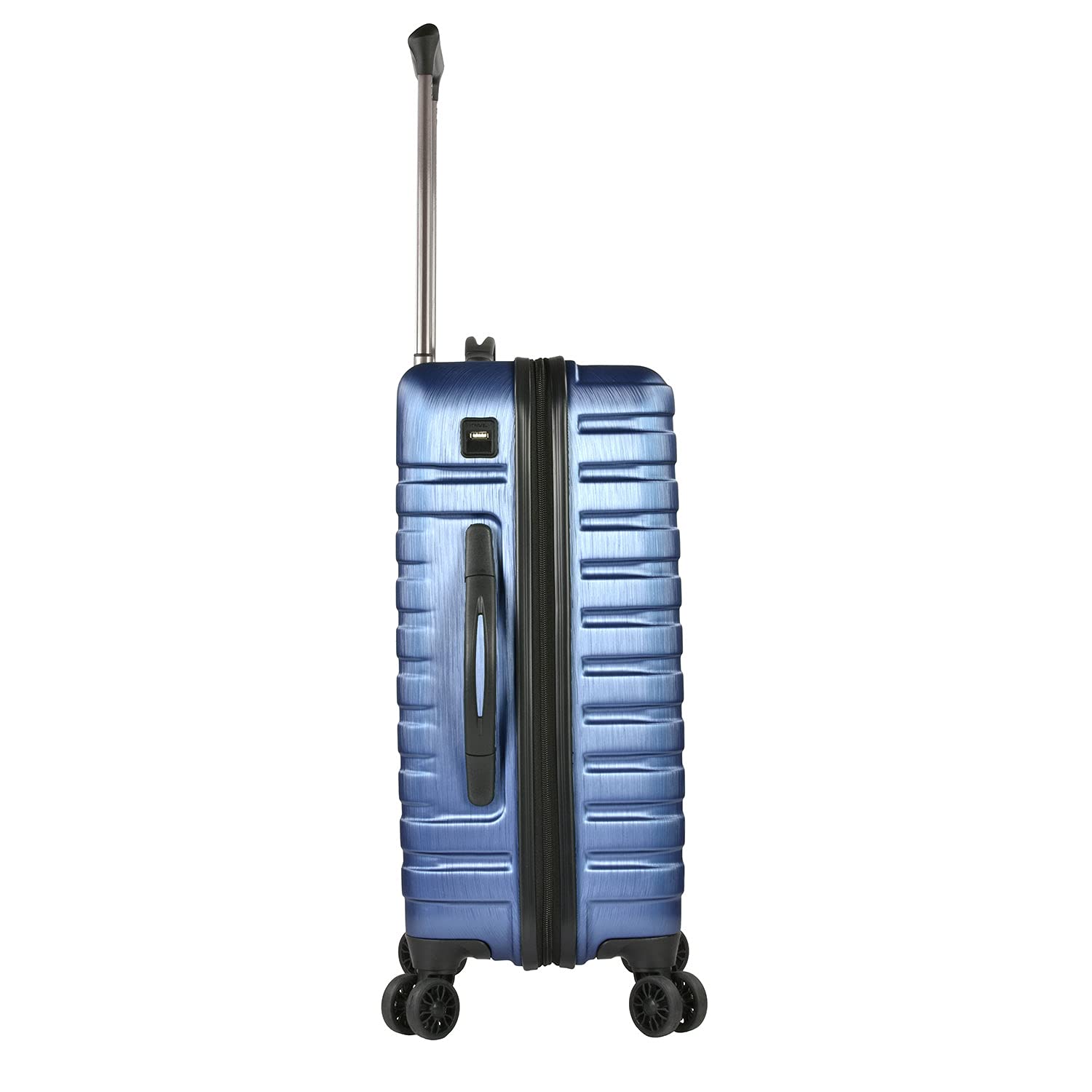 U.S. Traveler Boren Polycarbonate Hardside Rugged Travel Suitcase Luggage with 8 Spinner Wheels, Aluminum Handle, Navy, Carry-on 22-Inch, USB Port