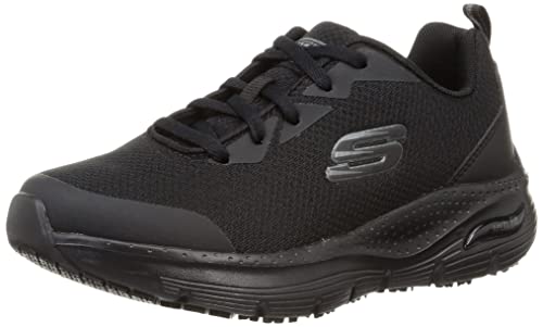 Skechers Women's Athletic lace up Arch Fit Sr Health Care Professional Shoe, Black, 8