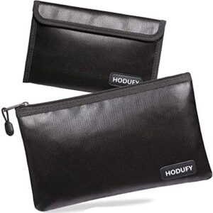 Hodufy Fireproof Money Bag, 10.6"x6.7" Fireproof and Waterproof Cash Bag, 5" x 8" Small Fireproof Bag, Fireproof Bank Bag, Fireproof Safe Storage Pouch Envelope for Document, Bank Deposit,Passport