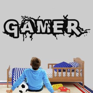 gamer wall decal vinyl decal art design stickers for home playroom bedroom game boys room game center internet bar(gamer, 35" w x 11" h)