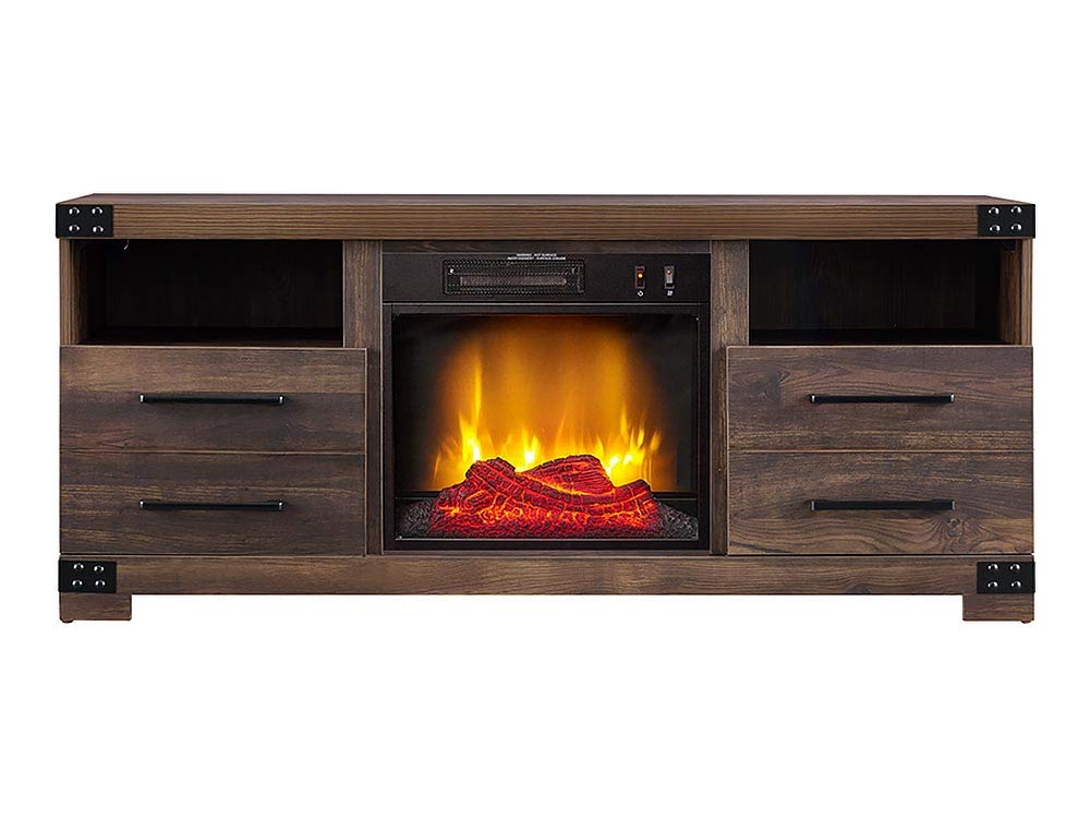 HEARTHPRO Perry Entertainment Media Console & 18" Firebox - Rustic Brown, SP6543-OF