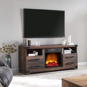 HEARTHPRO Perry Entertainment Media Console & 18" Firebox - Rustic Brown, SP6543-OF