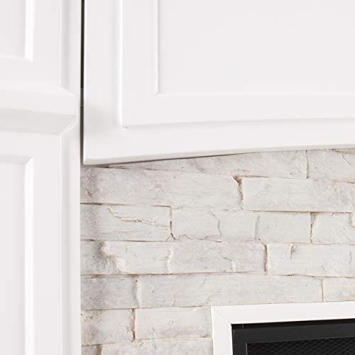 Seneca Electric Media Fireplace - White w/White Faux Stone