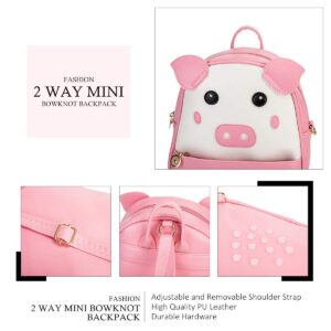 KL928 Girls Mini Backpack Toddler 3D Animal Casual Daypack PU Leather Preschool Convertible Shoulder Bag Gift for Kids (Pink)