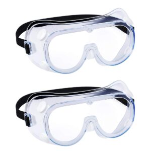 yuntuo 2 pack safety goggles, adjustable,lightweight anti-fog protective safety glasses, eye protection, white