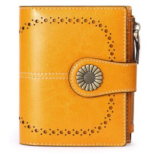 sendefn small womens wallet leather bifold card holder rfid blocking with zipper coin pocket