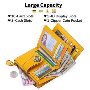 SENDEFN Small Womens Wallet Leather Bifold Card Holder RFID Blocking with Zipper Coin Pocket