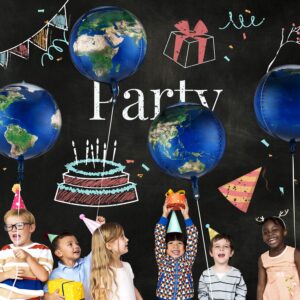 10 Pieces 22 Inch Earth Globe Balloons Sphere World Map Foil Balloons Planet 4D Round Globe Balloons and 2 Rolls Ribbons for Birthday Space Theme Party Earth Day Decorations Teaching Supplies