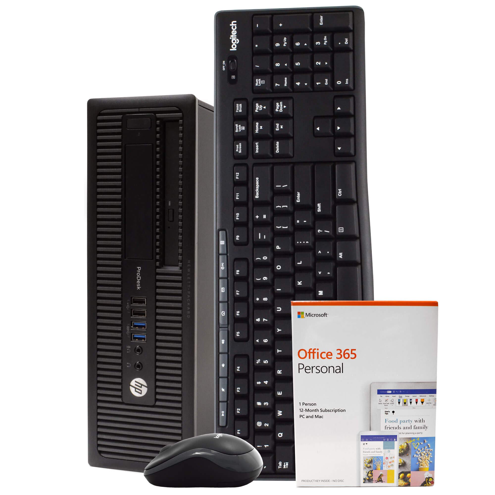 HP ProDesk 600G1 Desktop PC, Intel i5-4670, 8GB RAM, 512GB SSD, DVD, Windows 10 Pro, Microsoft Office 365 Personal, New 16GB Flash Drive, Wireless Keyboard & Mouse, WiFi, Bluetooth