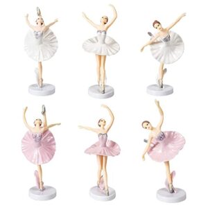 hystyle 6 pcs dancing ballerina girl figurine, miniature ballerina girl figure collection playset doll toy, ballerina girl cake topper decoration, ballerina girl plant pot craft dollhouse decoration