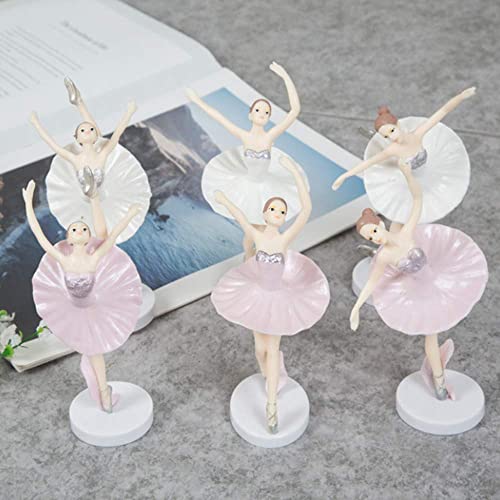 HYSTYLE 6 Pcs Dancing Ballerina Girl Figurine, Miniature Ballerina Girl Figure Collection Playset Doll Toy, Ballerina Girl Cake Topper Decoration, Ballerina Girl Plant Pot Craft Dollhouse Decoration