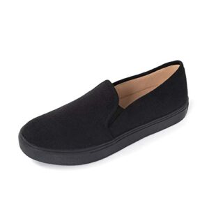 funkymonkey women's slip on sneakers preforated comfortable walking casual shoes (7 m us, hole black)