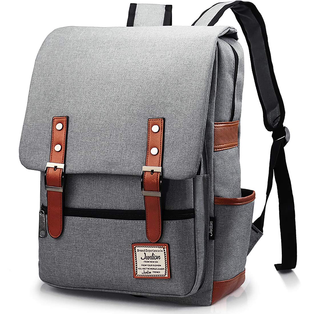 Junlion Vintage Laptop Backpack Gift for Women Men, School College Slim Backpack Fits 15.6 inch MacBook Gray