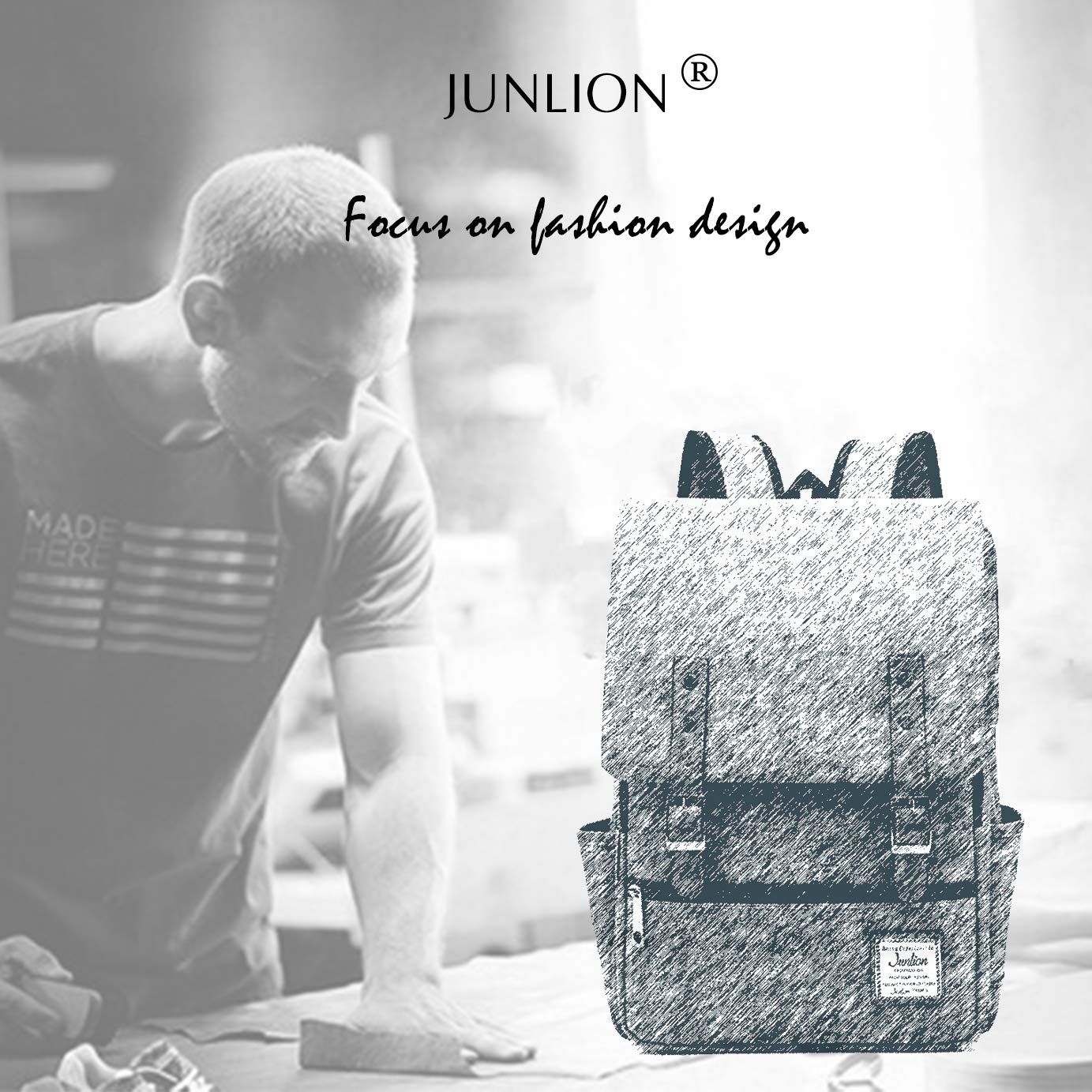 Junlion Vintage Laptop Backpack Gift for Women Men, School College Slim Backpack Fits 15.6 inch MacBook Gray