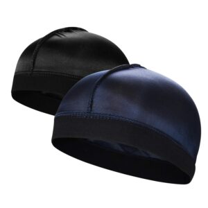 2pcs silky stocking wave cap for men, good compression over durag （regular style）