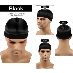2PCS Silky Stocking Wave Cap for Men, Good Compression Over Durag （Regular Style）