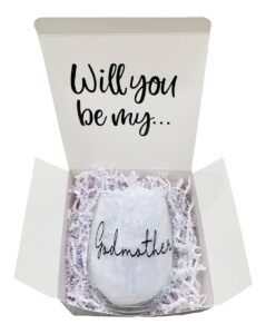 godmother gift, godmother proposal gift, godmother box, will you be my godmother, baptism godmother, godmother wine glass, godparent gift
