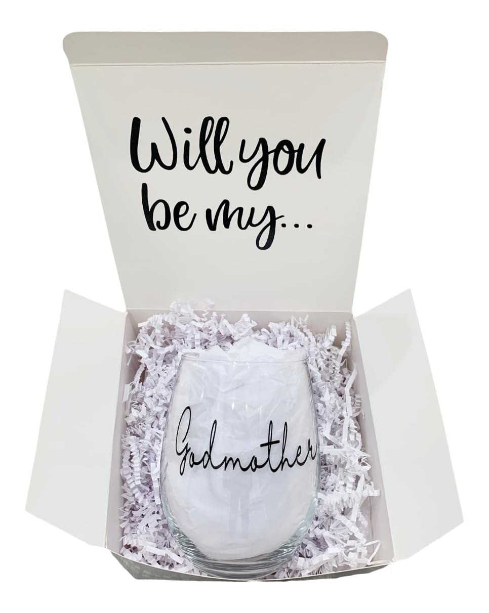 Godmother Gift, Godmother Proposal Gift, Godmother Box, Will you be my Godmother, Baptism Godmother, Godmother Wine glass, Godparent Gift