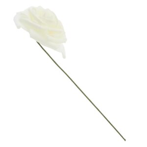 Bright Creations 60 Pack White Artificial Roses with Stems, Fake Faux Flowers Heads Bulk for Wedding Bouquets DIY & Bridal Shower, Cream, 3 inch