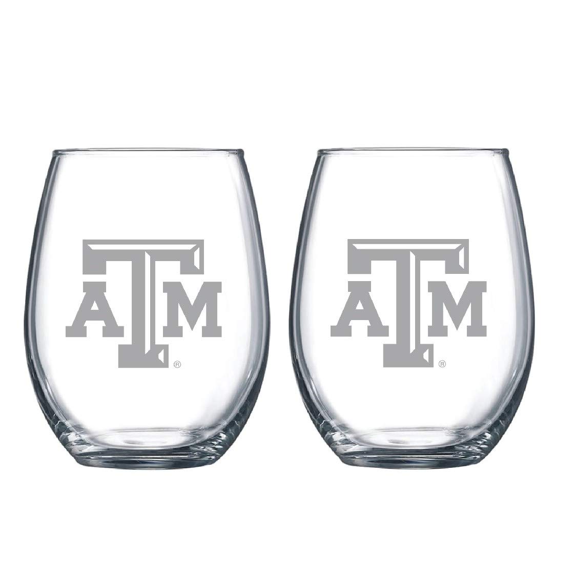 RFSJ Etched Satin Frost Logo Wine or Beverage Glass Set of 2 (Texas A&M)