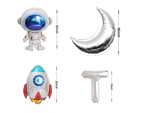 AnnoDeel Two The Moon Balloons, 16inch Silver Letter foil Balloons Large Moon Man Robot UFO Theme for 2nd Years Old Brithday Party Supply Decoration