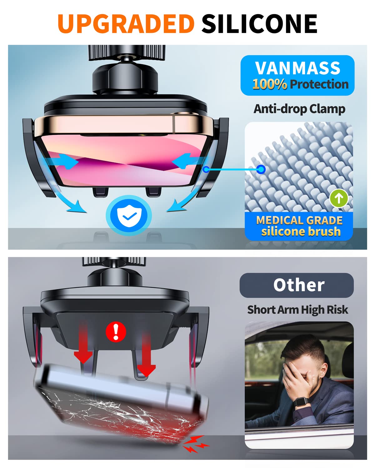 VANMASS 2024【Top Military-Grade】 Phone Holders for Your Car【Ultra Strongest Suction】Cell Phone Mount Universal Dashboard Windshield Vent Stand Cradle for iPhone 15 14 13 Pro Max Samsung Galaxy Android