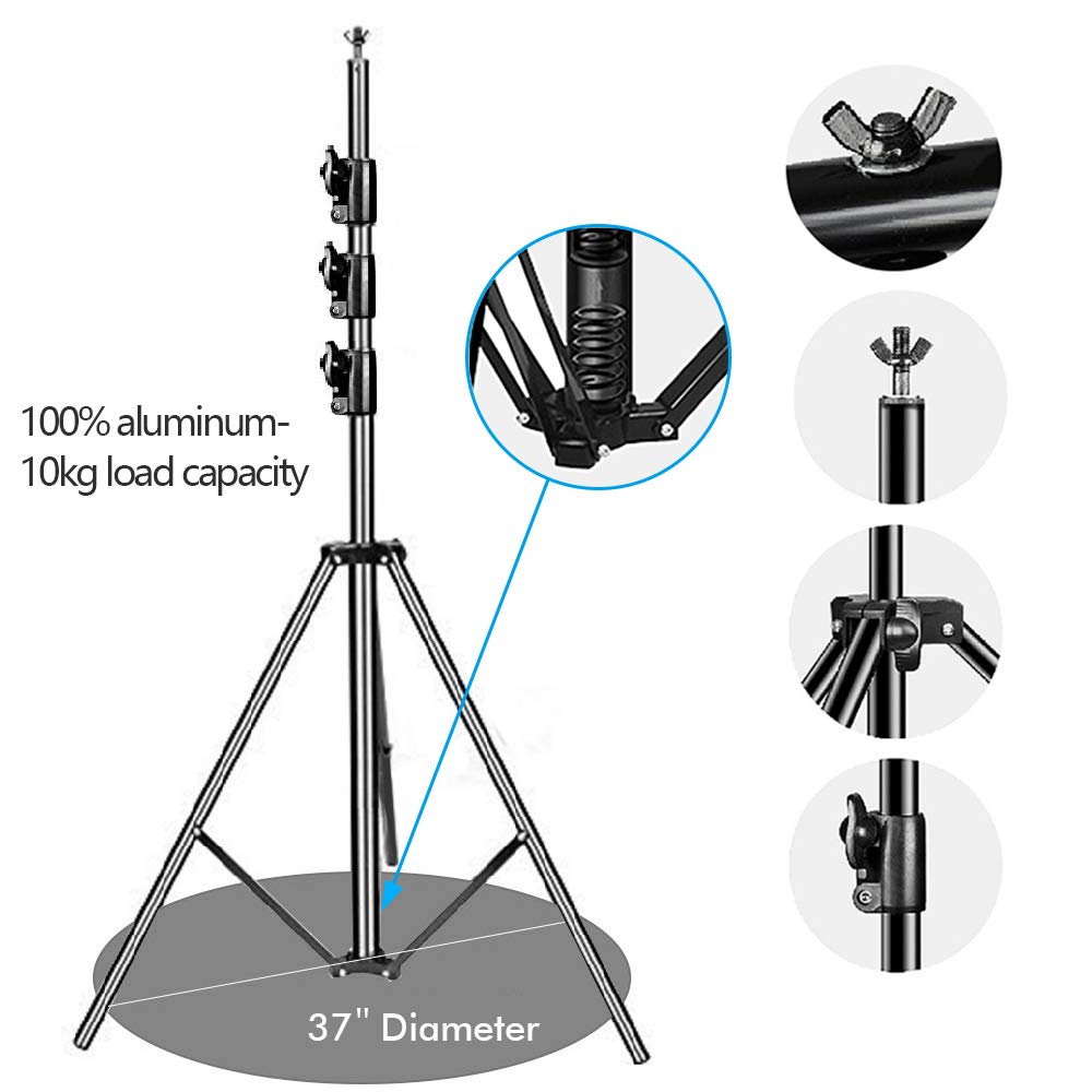 SLOW DOLPHIN 10 x 10Ft Photo Video Studio Heavy Duty Adjustable Muslin Backdrop Stand Background Support System Kit for Photography with Carrying Bag 8 Pcs Clip Clamps