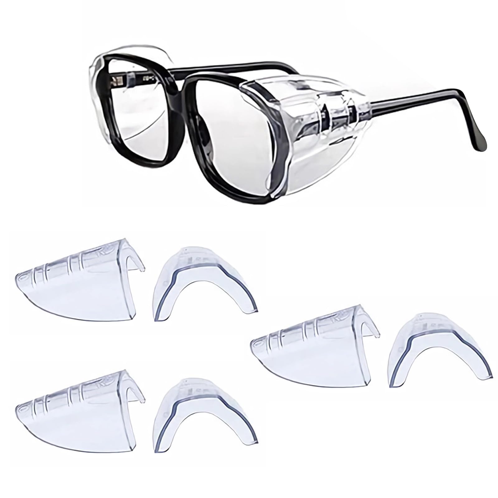 Korty 3 Pairs Eye Glasses Side Shields, Flexible Slip on Side Shields for Safety Glasses Fits Small to Medium