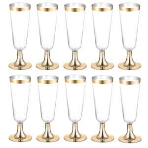 pretyzoom wedding glasses champagne glasses plastic disposable cocktail goblet 160ml wine cups party drink cups for wedding bar restaurant party banquet 10pcs (golden) disposable glasses