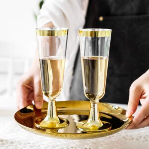 PRETYZOOM Wedding Glasses Champagne Glasses Plastic Disposable Cocktail Goblet 160ML Wine Cups Party Drink Cups for Wedding Bar Restaurant Party Banquet 10pcs (Golden) Disposable Glasses