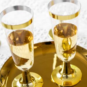 PRETYZOOM Wedding Glasses Champagne Glasses Plastic Disposable Cocktail Goblet 160ML Wine Cups Party Drink Cups for Wedding Bar Restaurant Party Banquet 10pcs (Golden) Disposable Glasses