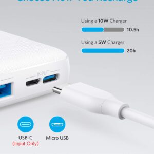 Anker Portable Charger, Power Bank, 20,000mAh Battery Pack with PowerIQ Technology and USB-C (Recharging Only) for iPhone 15/15 Plus/15 Pro/15 Pro Max, iPhone 14/13/12 Series, Samsung Galaxy (White)