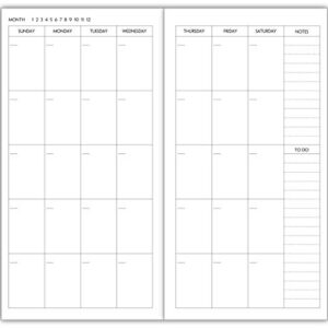 Nokingo 3-Pack Travelers Notebook Calendar, Travelers Notebook Inserts, Undated Travelers Notebook Monthly, 4.25"x8.25" Travelers Notebook Calendar Insert