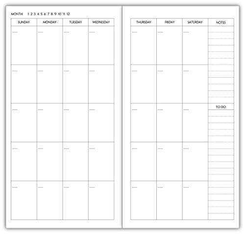 Nokingo 3-Pack Travelers Notebook Calendar, Travelers Notebook Inserts, Undated Travelers Notebook Monthly, 4.25"x8.25" Travelers Notebook Calendar Insert