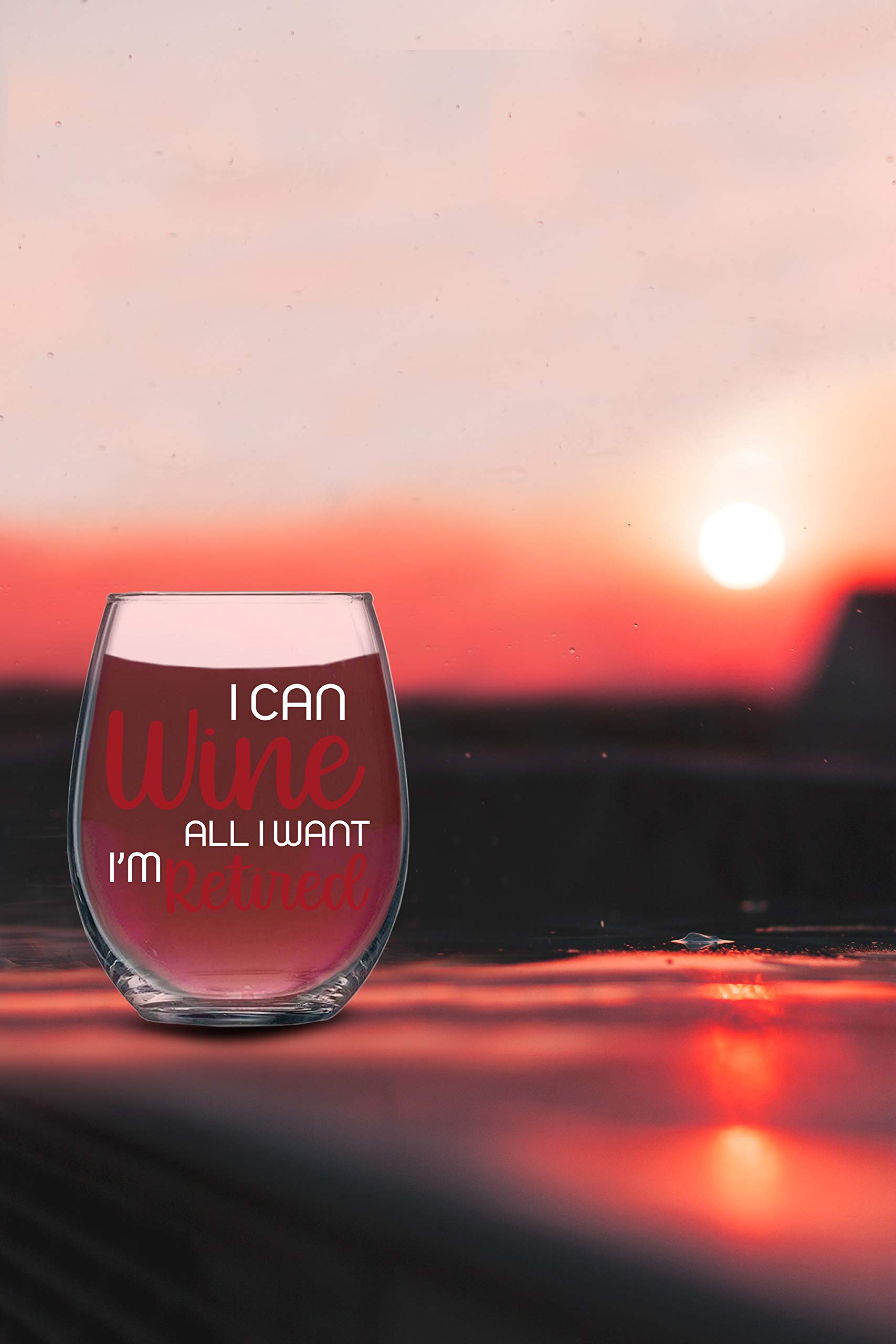 I Can Wine I'm Retired - 15oz Funny Stemless Wine Glass Perfect Retirement Gift for Women Men Dad Mom Unique Present for Friends Coworkers Office Boss Grandma & Family Retiree Retiring - By Funnwear